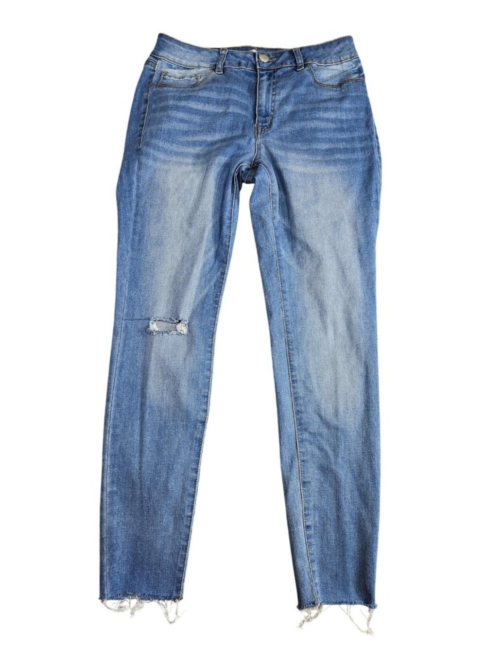 Refuge Skinny Jeans Womens 10 Blue Light Wash High Rise Distressed Stretch Denim